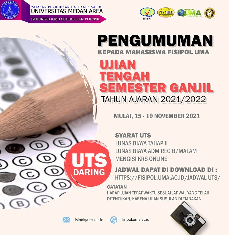 Pengumuman Ujian Tengah Semester Ganjil Ta Fakultas Isipol